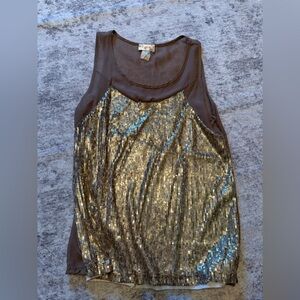 Gold Sequin Sleeveless Top